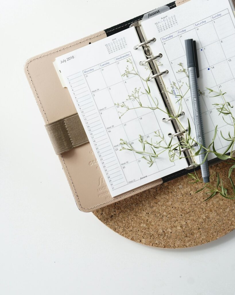 Calendrier de travail.