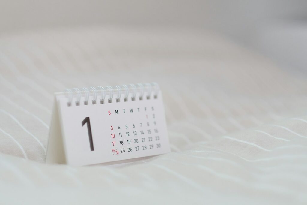 Calendrier de travail.