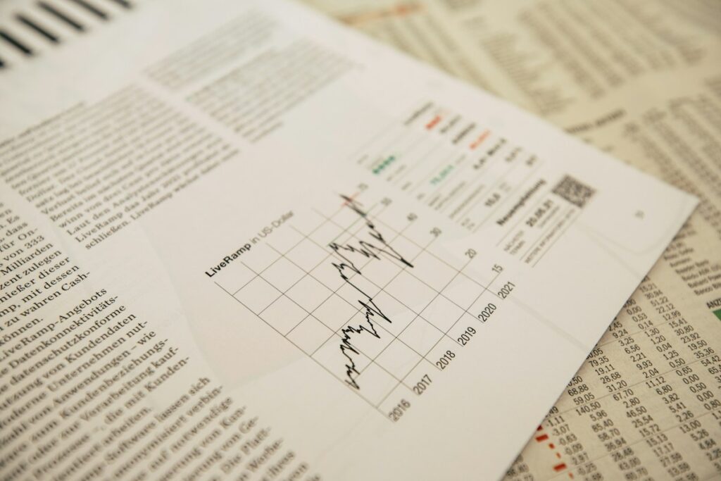 Graphique imprimé sur la page financière d’un journal.